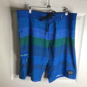 Maui and Sons Men's Board Shorts Swim Trunks Blue/Green ~ Size 36